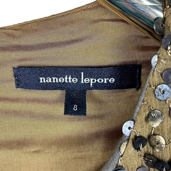 NANETTE LEPORE SEQUIN SILK DROP WAIST GATHERED PLEAT COCKTAIL DRESS - Picture 14 of 17